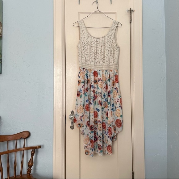 Liberty Love Crochet Cream Top Sleeveless Y2K Fairy Asymmetrical  Size 2XL - Picture 3 of 10